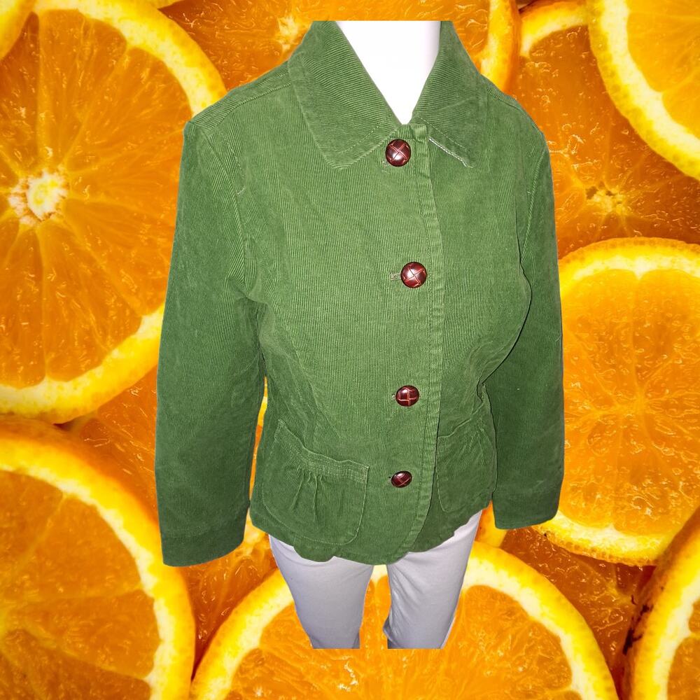 L.L. Bean Green Corduroy Button up Jacket Size 8P